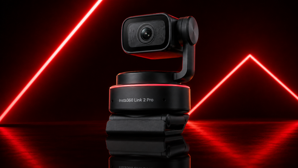 طراحی تبلیغاتی وب‌کم Insta360 Link 2 Pro برای تولید محتوا و استریم
