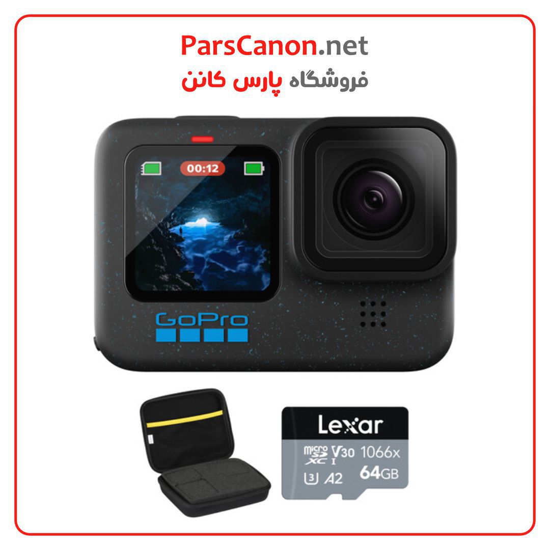 دوربین ورزشی گوپرو هیرو ۱۲ به همراه کیف و کارت حافظه GoPro HERO12 Black Basic Accessory Bundle
